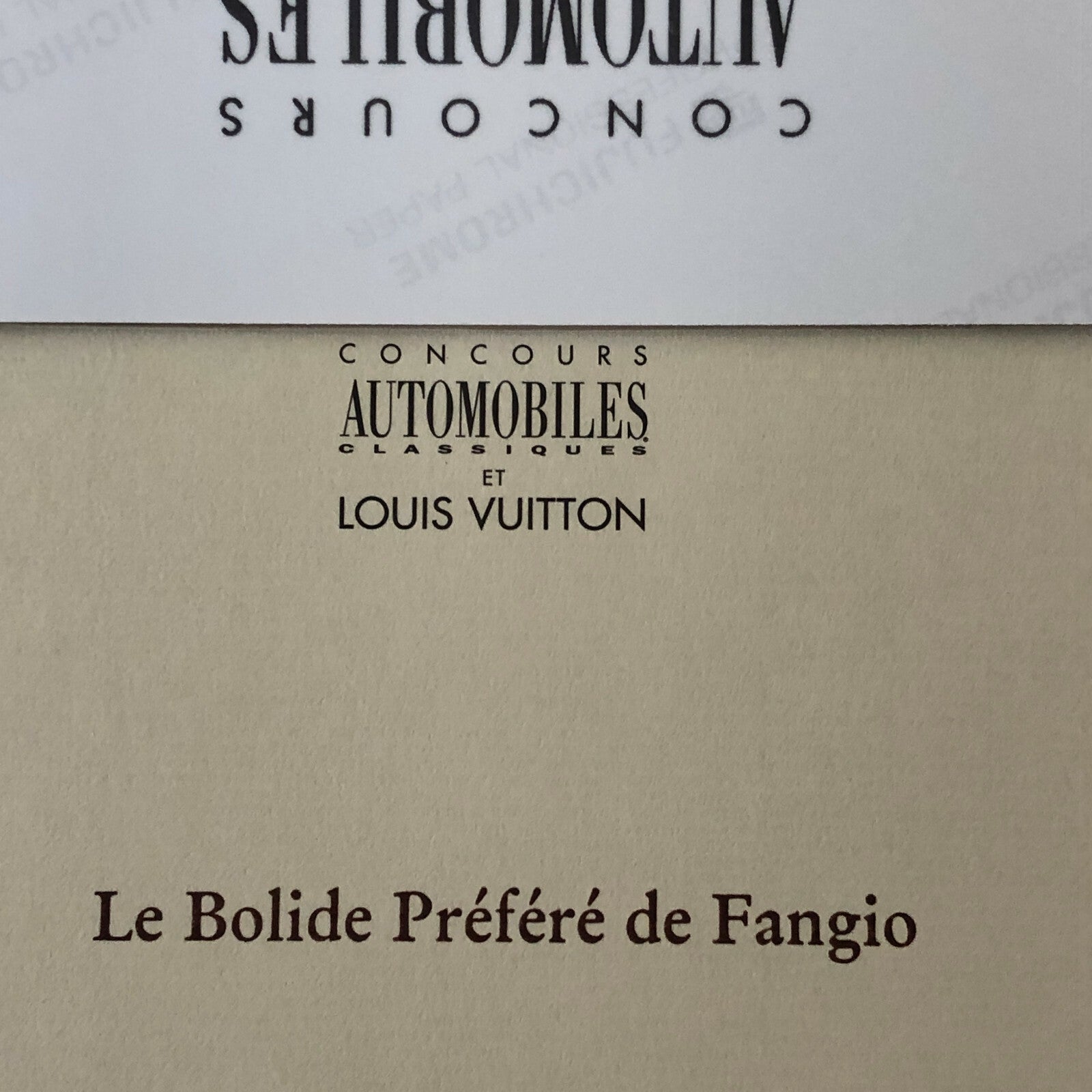 Louis Vuitton Automobile Concours Press Release Photo Fangio Maserati 250F Car