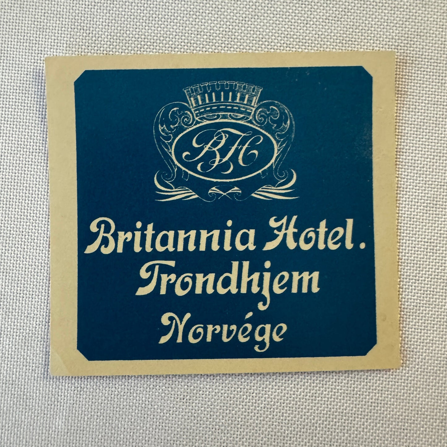 Vintage Hotel Travel Luggage Label Britannia Hotel Trondheim Norway