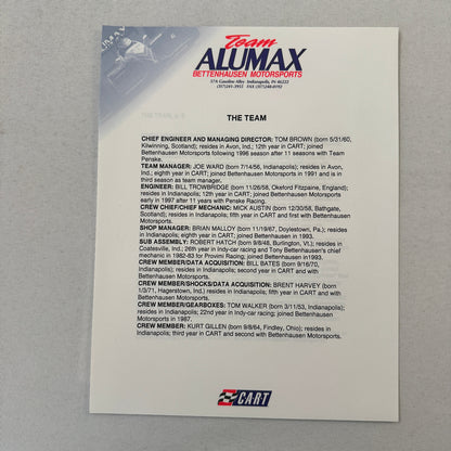 Bettenhausen Alumax Racing Press Kit Brochure 1997 CART Patrick Carpentier