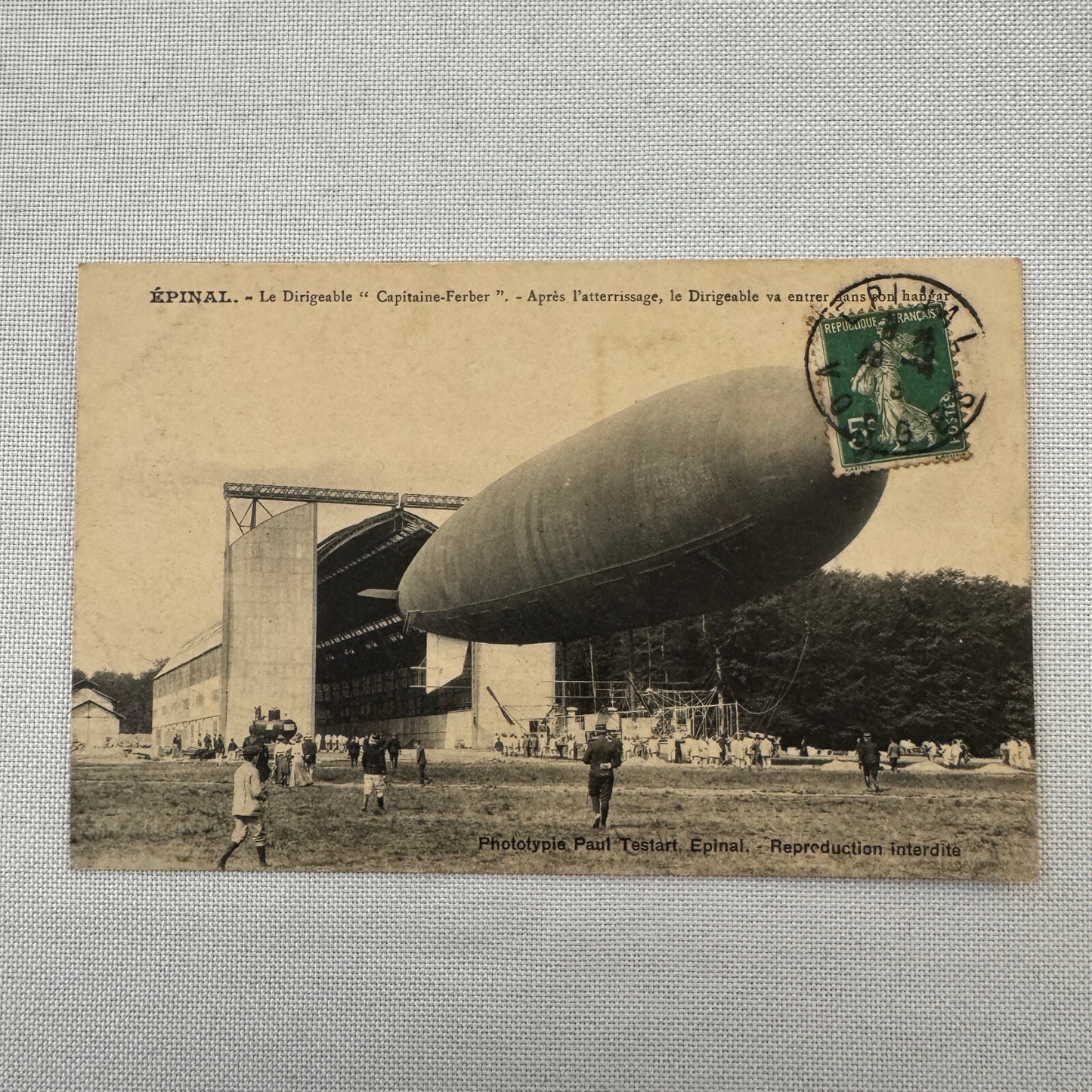 Vintage Zeppelin Airship Dirigible Postcard Post Card French Captaine Ferber