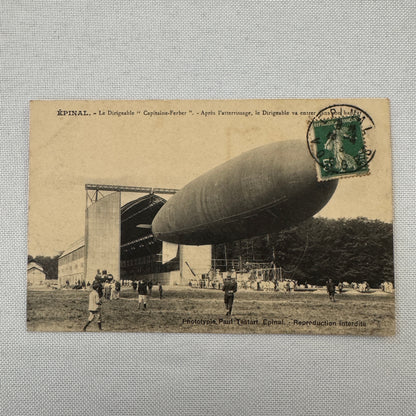 Vintage Zeppelin Airship Dirigible Postcard Post Card French Captaine Ferber