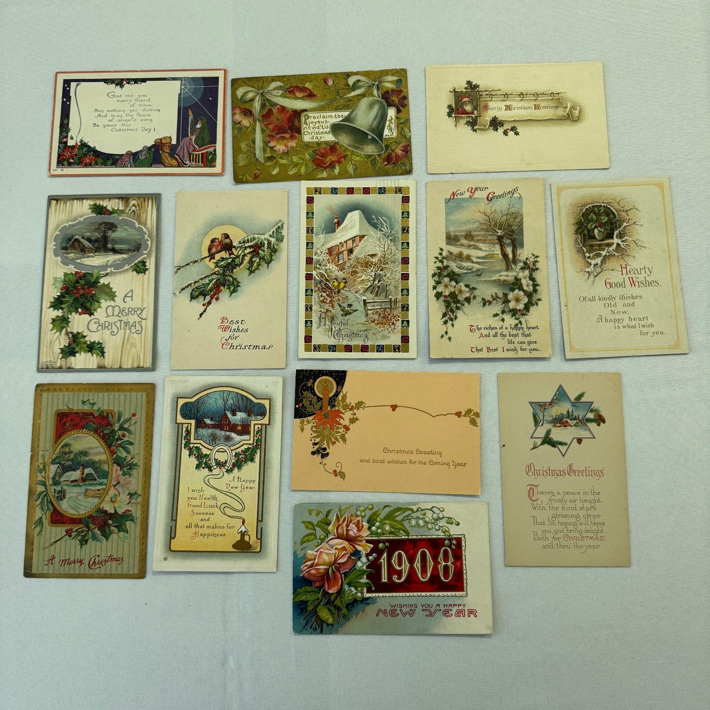 Antique Christmas & New Years Postcard Collection Lot Birds Flowers Xmas 100+