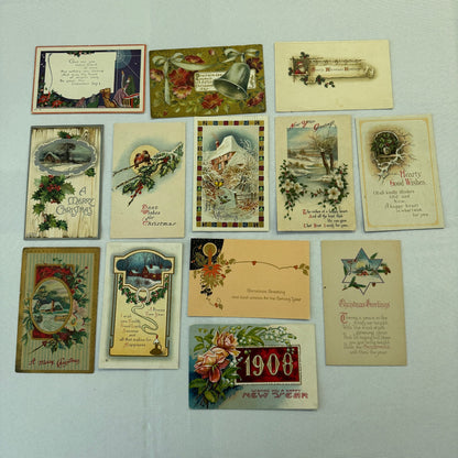 Antique Christmas & New Years Postcard Collection Lot Birds Flowers Xmas 100+