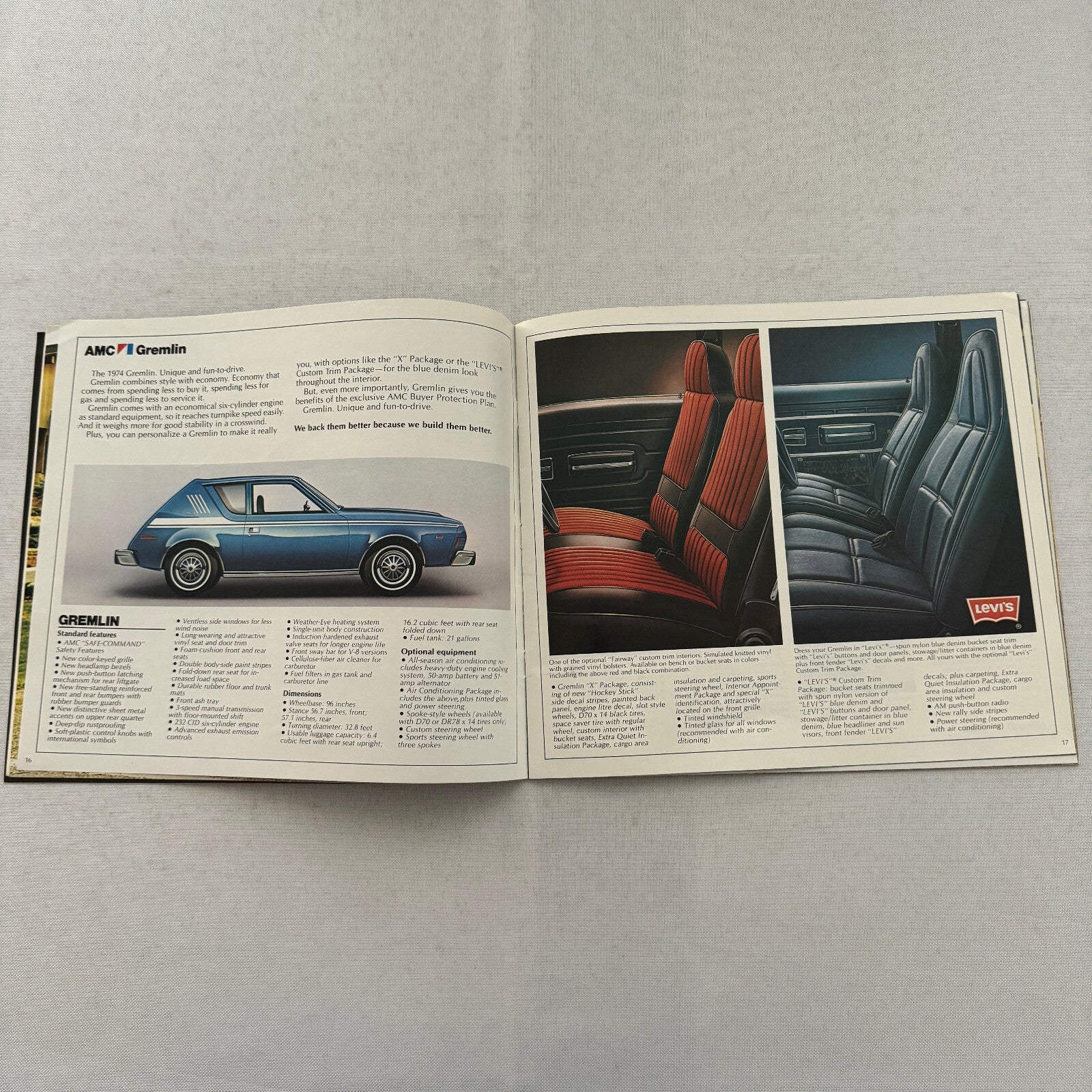 1974 AMC Car Sales Brochure Catalog Matador Gremlin Hornet Javelin Ambassador