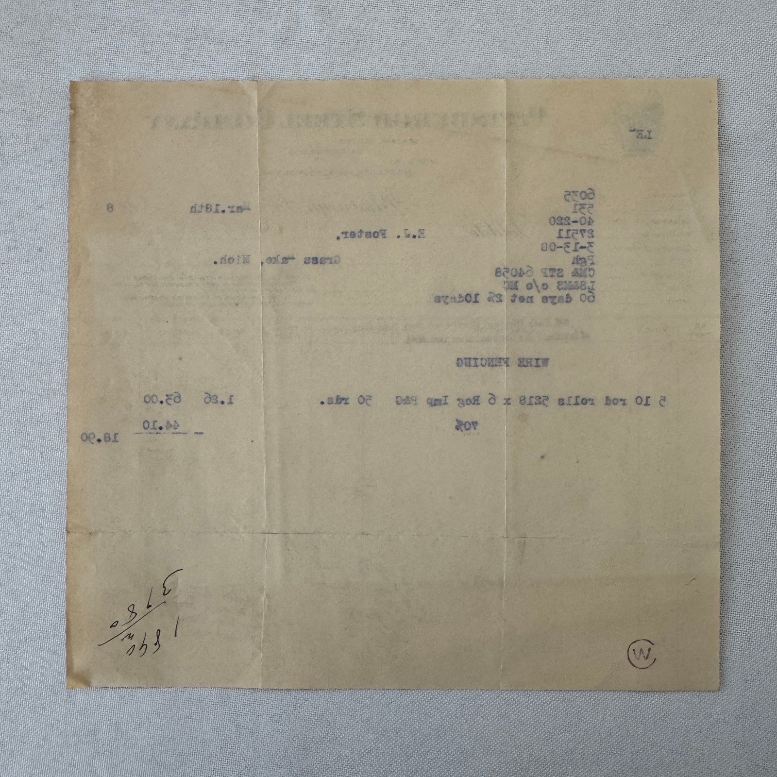 Pittsburgh Steel Company Receipt Invoice Document Letterhead 1908 Vintage