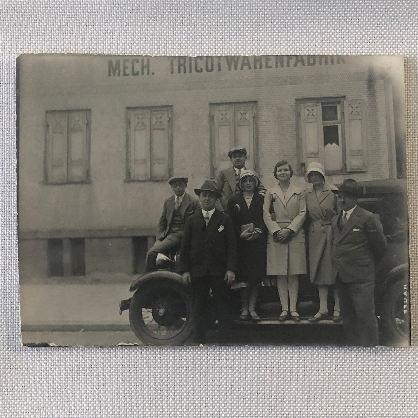 Vintage Photo Photograph People with Early Antique Car Automobile Germany
