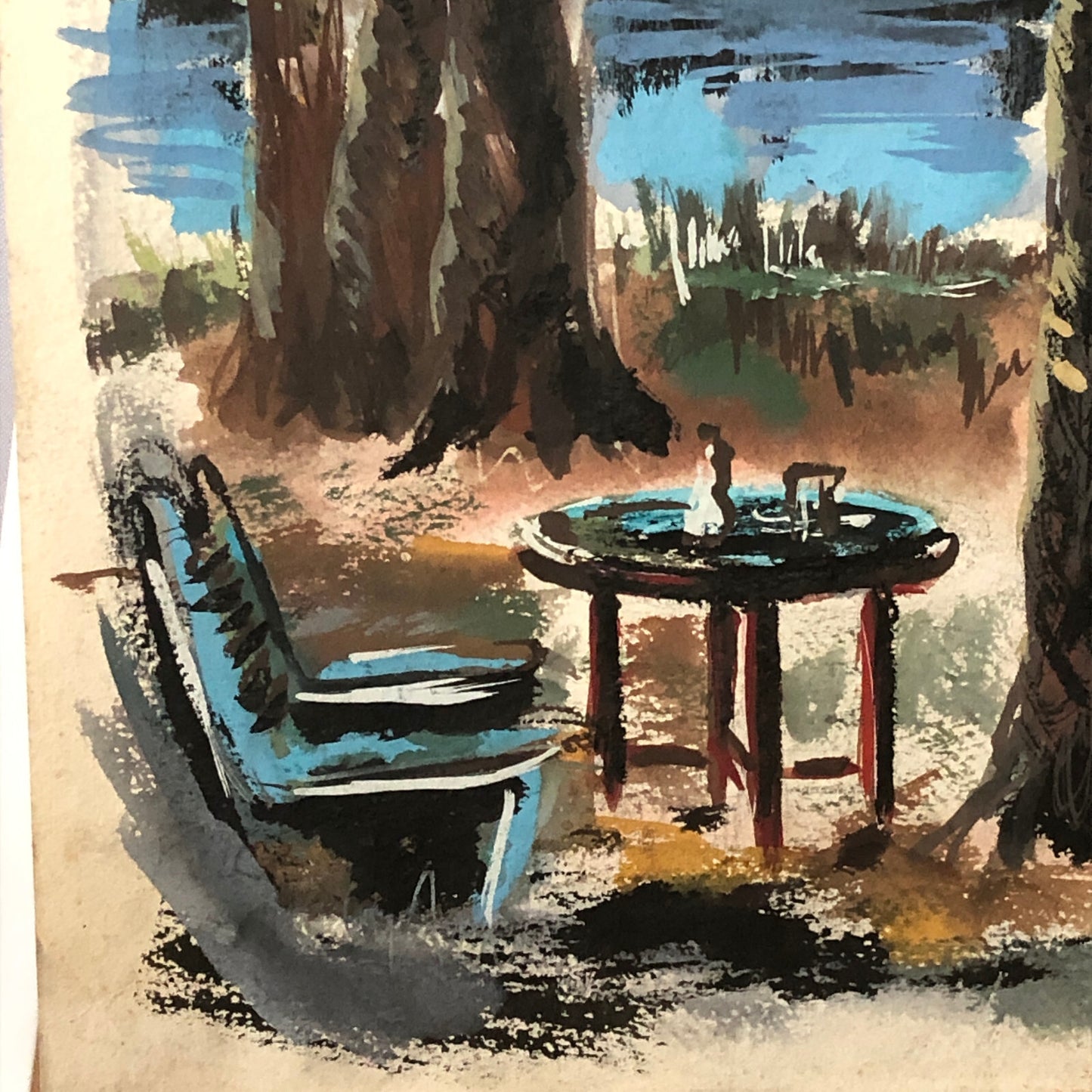 Vintage Painting Art Artwork Trees Hammock Chair Artist Arthur E Sudler