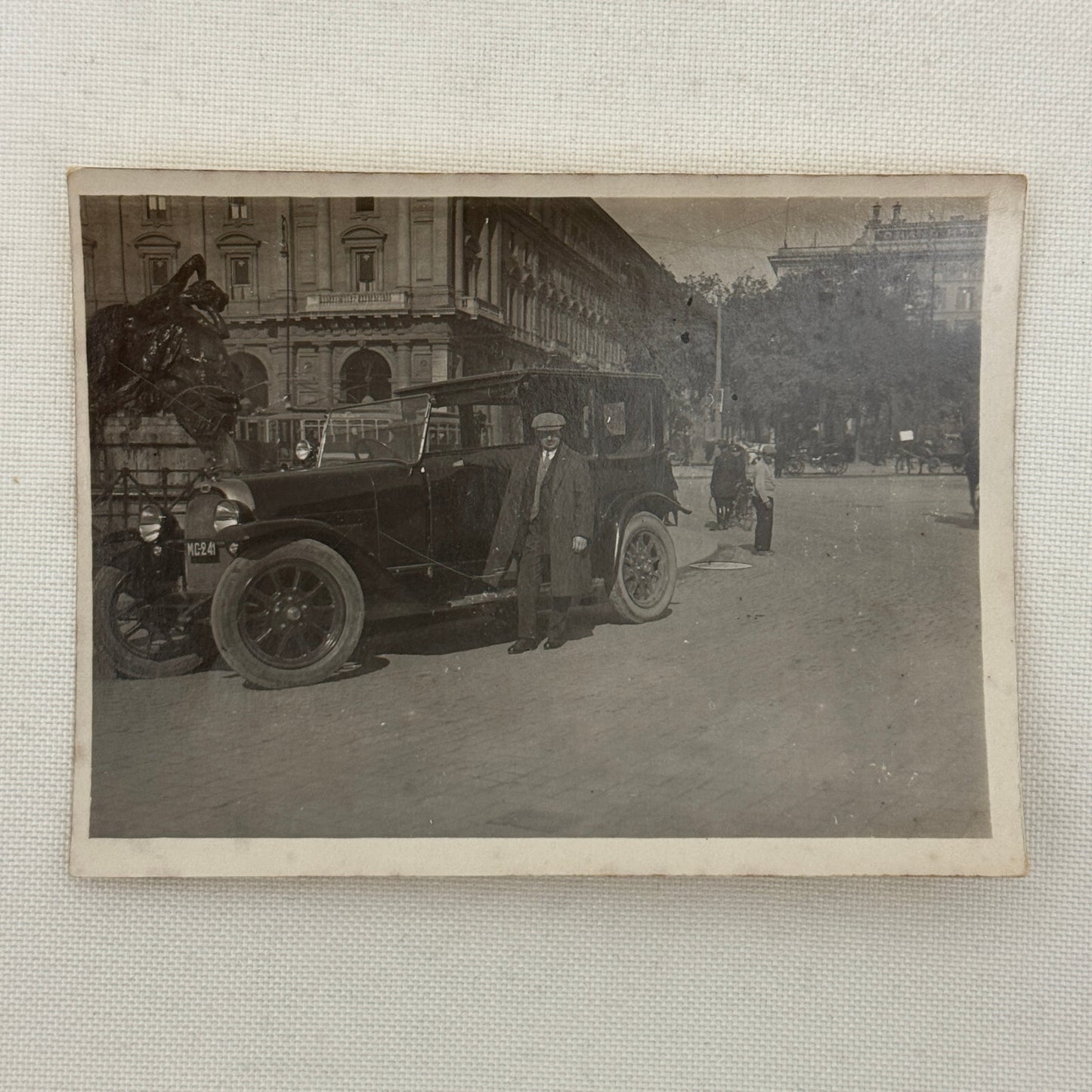 Vintage Photograph Photo Man with Early Car Automobile Antique