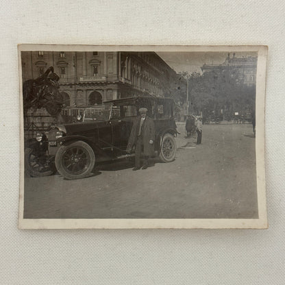 Vintage Photograph Photo Man with Early Car Automobile Antique