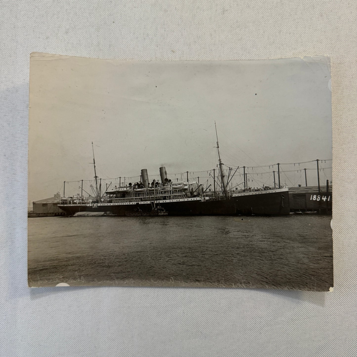 Vintage Ship Boat Press Photo Photograph Print SS Hamburg America Line 1914