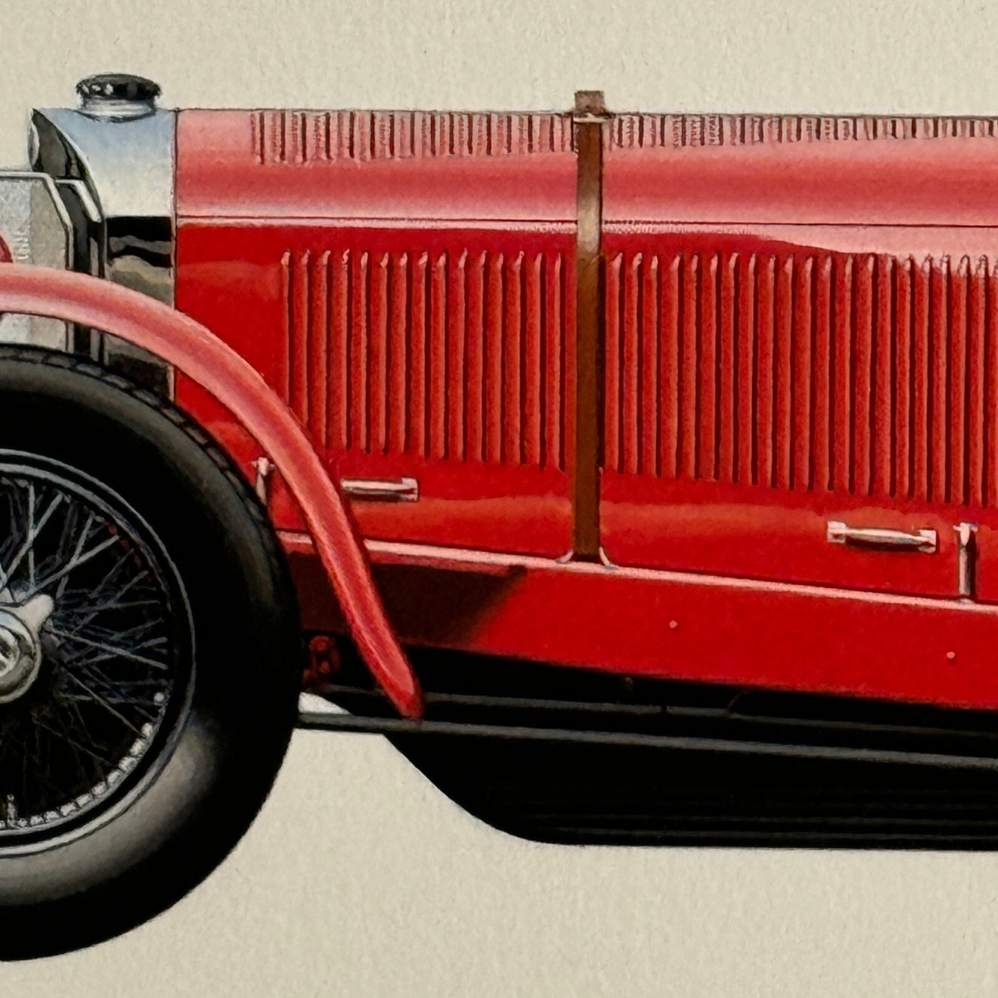 1928 Mercedes Benz SS Sport Versitzer Car Illustration Hand Drawn Art Vintage