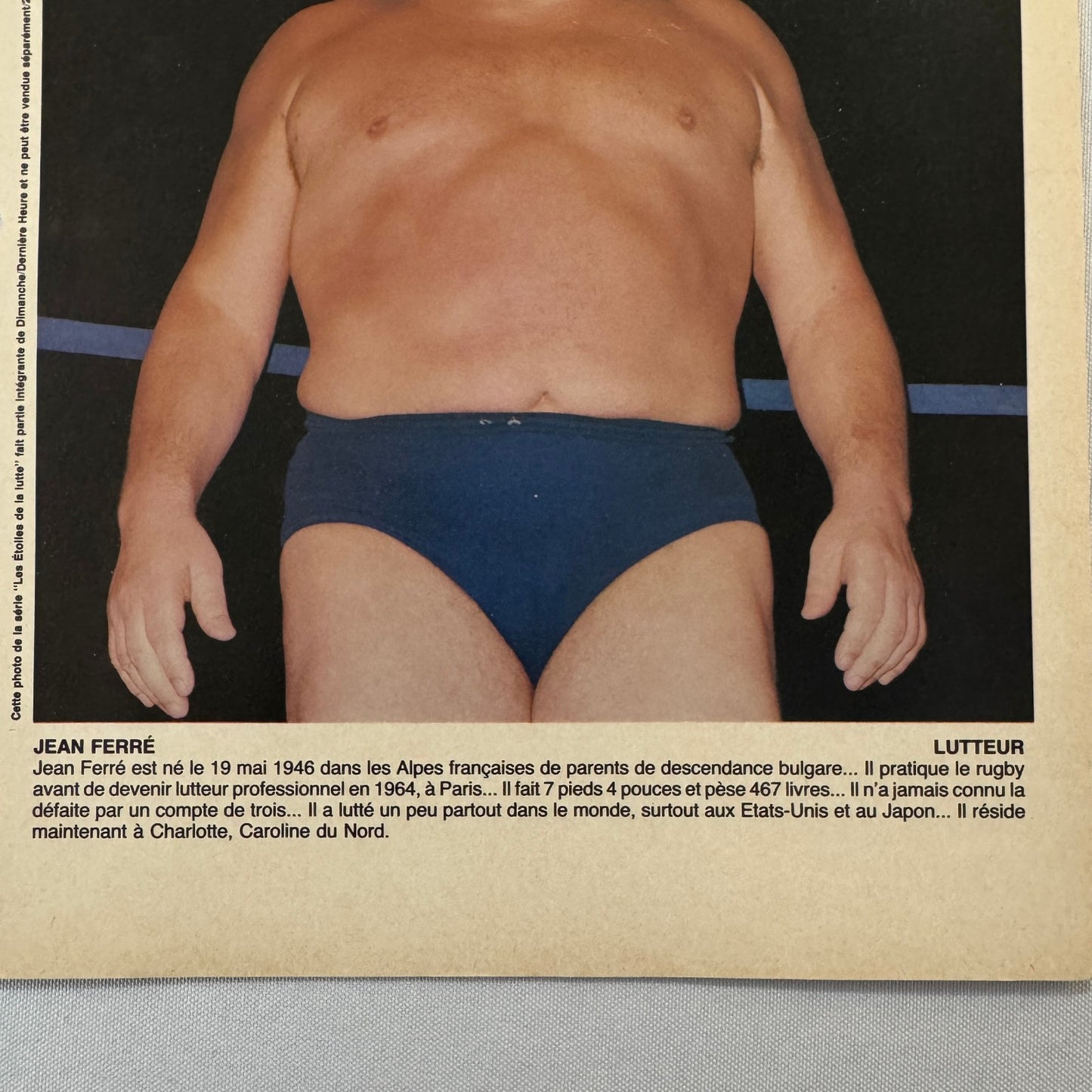 Vintage Andre The Giant Jean Ferre Wrestling Wrestler Print Insert 1983