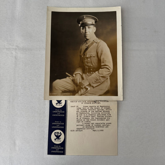 Vintage Press Photo Photograph Portrait Mexican Military Attache Aguilar 1933