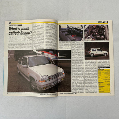 1986 Renault Racing Autosport Supplement Formula One F1 Renault 5GT Turbo ELF +