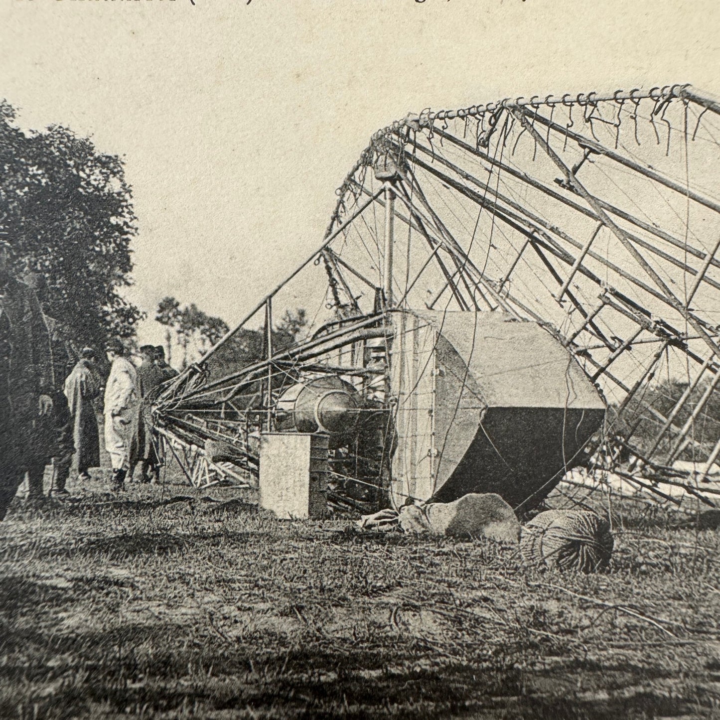 Vintage Zeppelin Airship Dirigible Postcard French La Republique Accident Crash