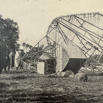 Vintage Zeppelin Airship Dirigible Postcard French La Republique Accident Crash