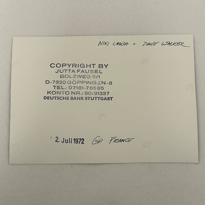 Vintage Racing Photo Niki Lauda Dave Walker 1972 French Grand Prix Race