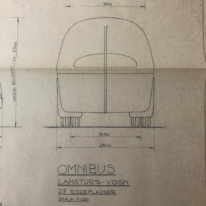1936 Coachbuilder Bus Design Blueprint Rendering Blue Print Coach Bus Truck