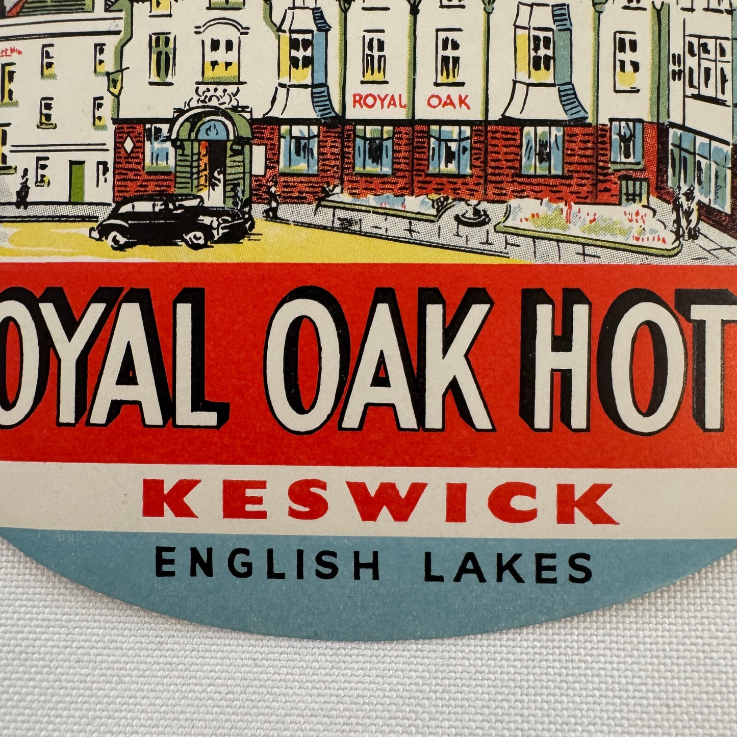 Vintage Travel Luggage Label Royal Oak Hotel Keswick English Lakes UK
