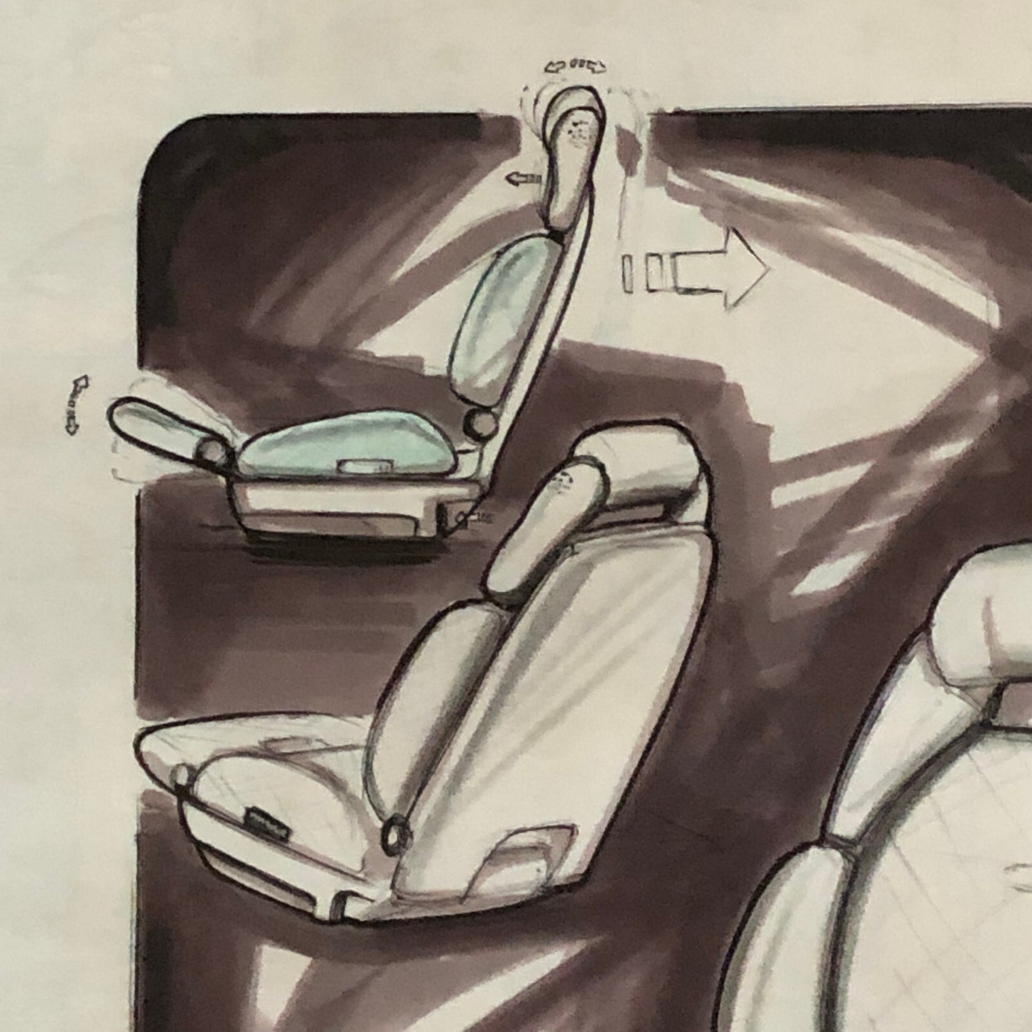 Styling Concept Automobile Illustration Art Drawing Sketch Seat Design 1981 Ford