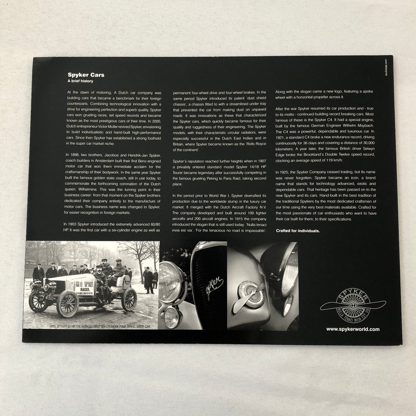 Spyker Car Sales Brochure Catalog C8 Laviolette SWB C8 Spyder SWB