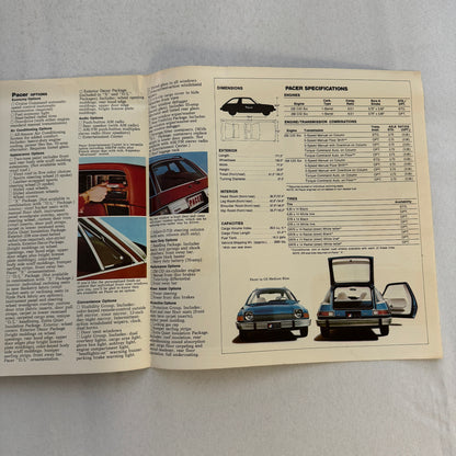 1975 AMC Pacer Car Sales Brochure Catalog American Motors Pacer X Advertising