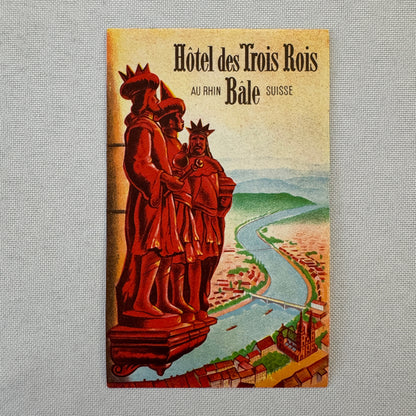Vintage Hotel Travel Label Hotel des Trois Rois Bale Suisse Basel Switzerland