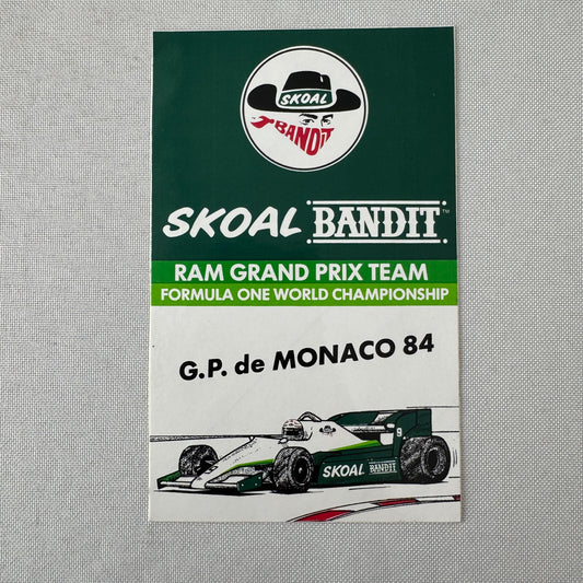 1984 Monaco Grand Prix Skoal Bandit Racing Car F1 Formula One Sticker Decal