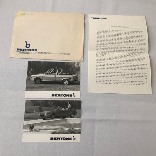 Fiat Bertone Ritmo Press Kit Cabriolet Convertible Photographs Brochure