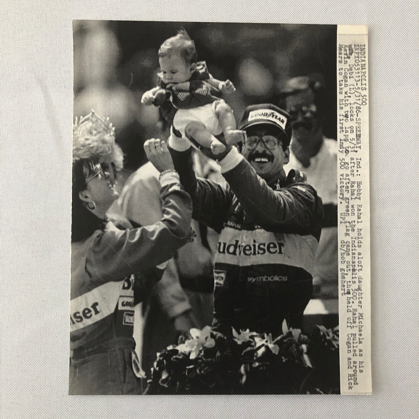 Vintage Indy Indianapolis Racing Photo Photograph Bobby Rahal with Daughter 1986