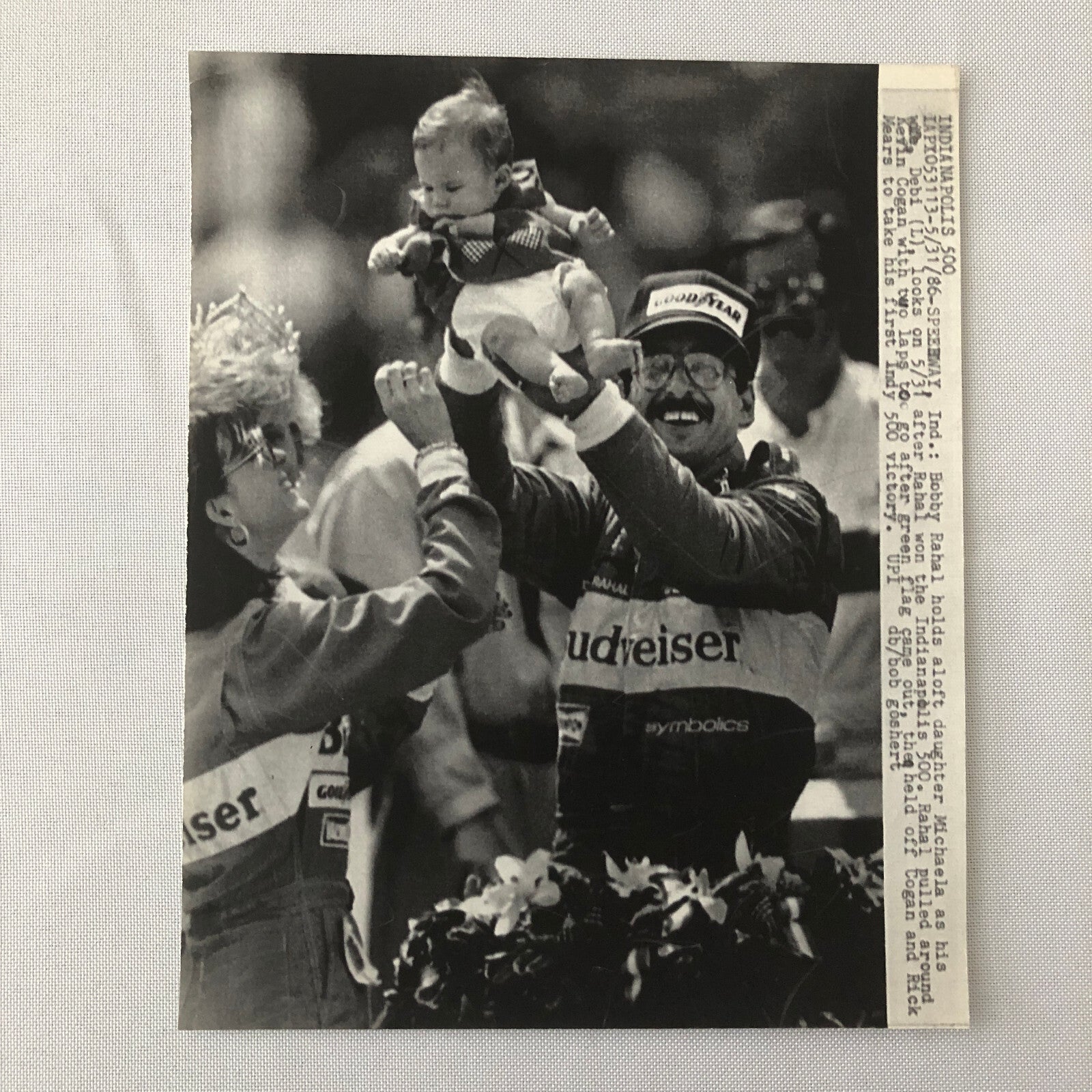 Vintage Indy Indianapolis Racing Photo Photograph Bobby Rahal with Daughter 1986