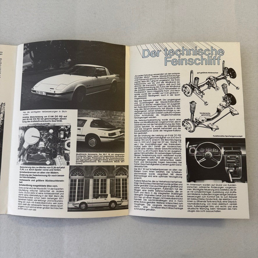 1981 Mazda RX-7 Press Kit Brochure Photos GERMAN Mazda RX7 RX 7 Sports Car