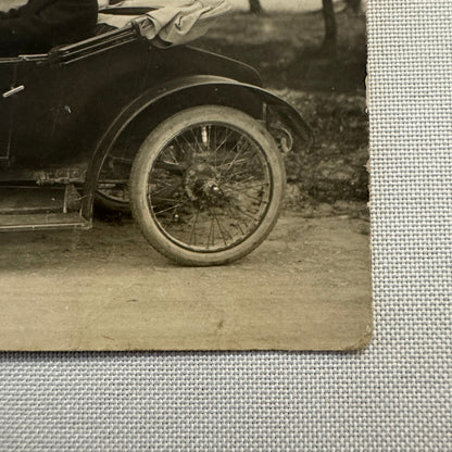 Vintage Postcard Real Photo Postcard RPPC Post Card Man in Early Automobile Car