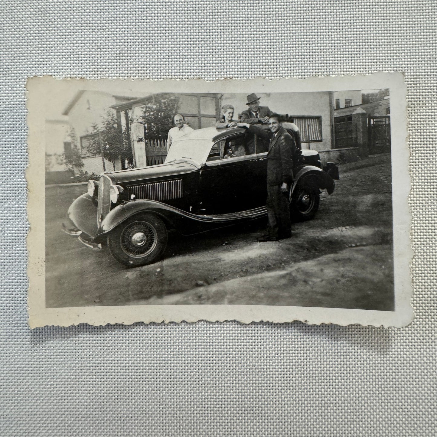 Vintage Photograph Photo Print People with Car Automobile