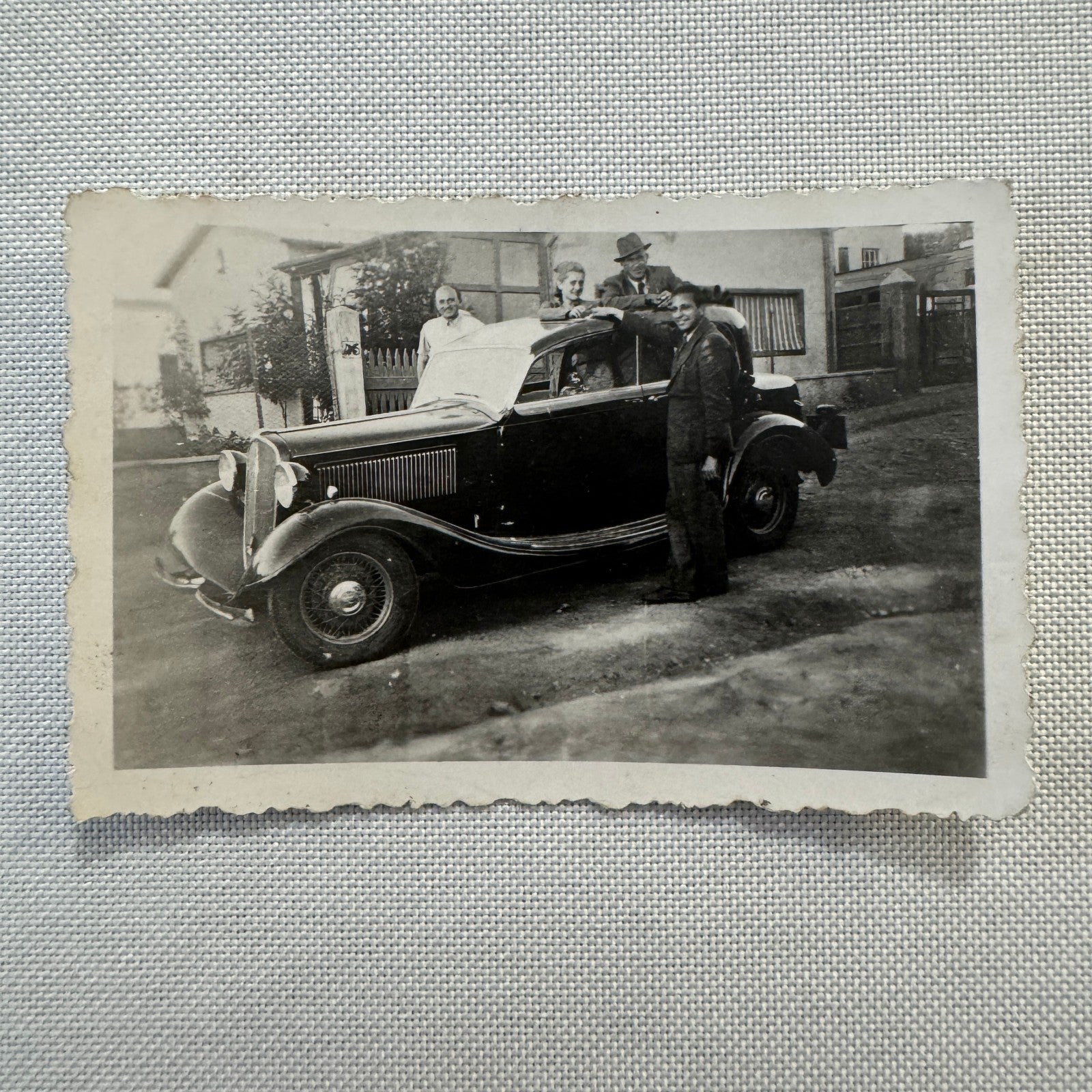 Vintage Photograph Photo Print People with Car Automobile