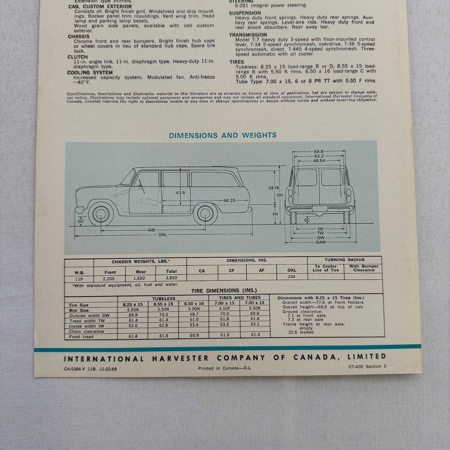 International Panel 1100-D Truck Sales Sheet Brochure Advertising 1100 D