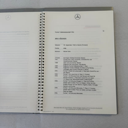 1996 Mercedes Marlboro F1 Formula One Racing Press KIt Mika Hakkinen Coulthard