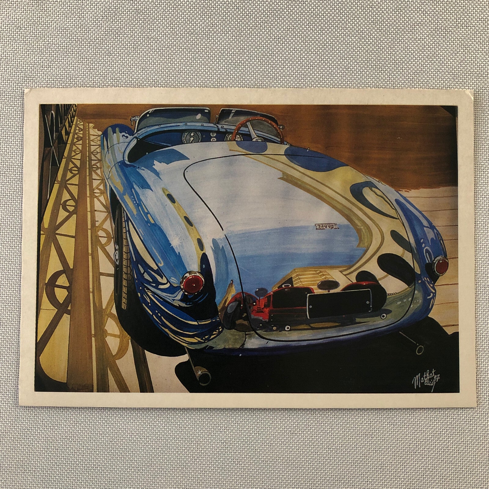 Ferrari Barchetta Illustration Postcard Post Card Alain Mathat