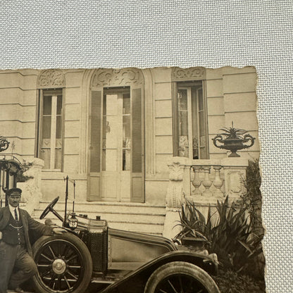 Vintage Real Photo Postcard Post Card RPPC Photograph Man with Car Automobile