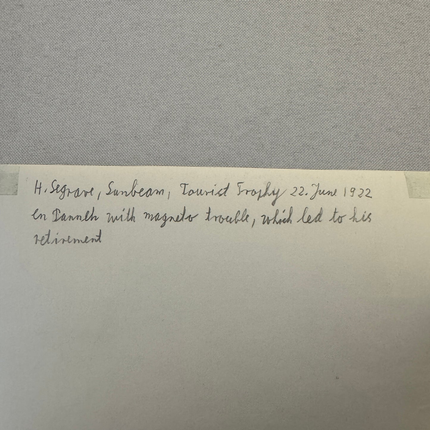 Henry Seagrave Sunbeam 1922 Tourist Trophy TT Race Racing Photo Photograph