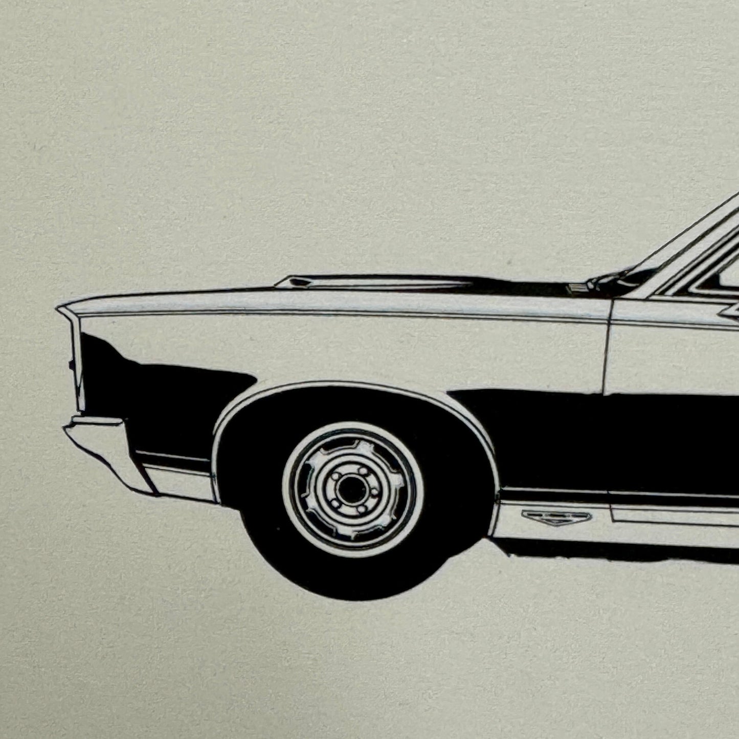 1967 Pontiac GTO Convertible Car Automobile Illustration Art Drawing Hand Drawn
