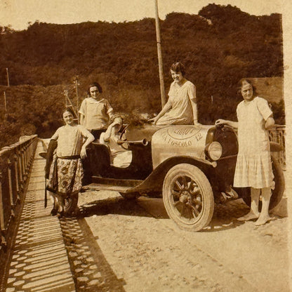 Vintage Photo Photograph Print Women with Early Automobile Car Antique 1926