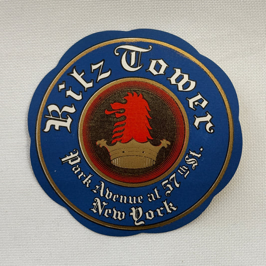 Vintage Travel Luggage Label Ritz Tower Hotel Park Avenue New York NY