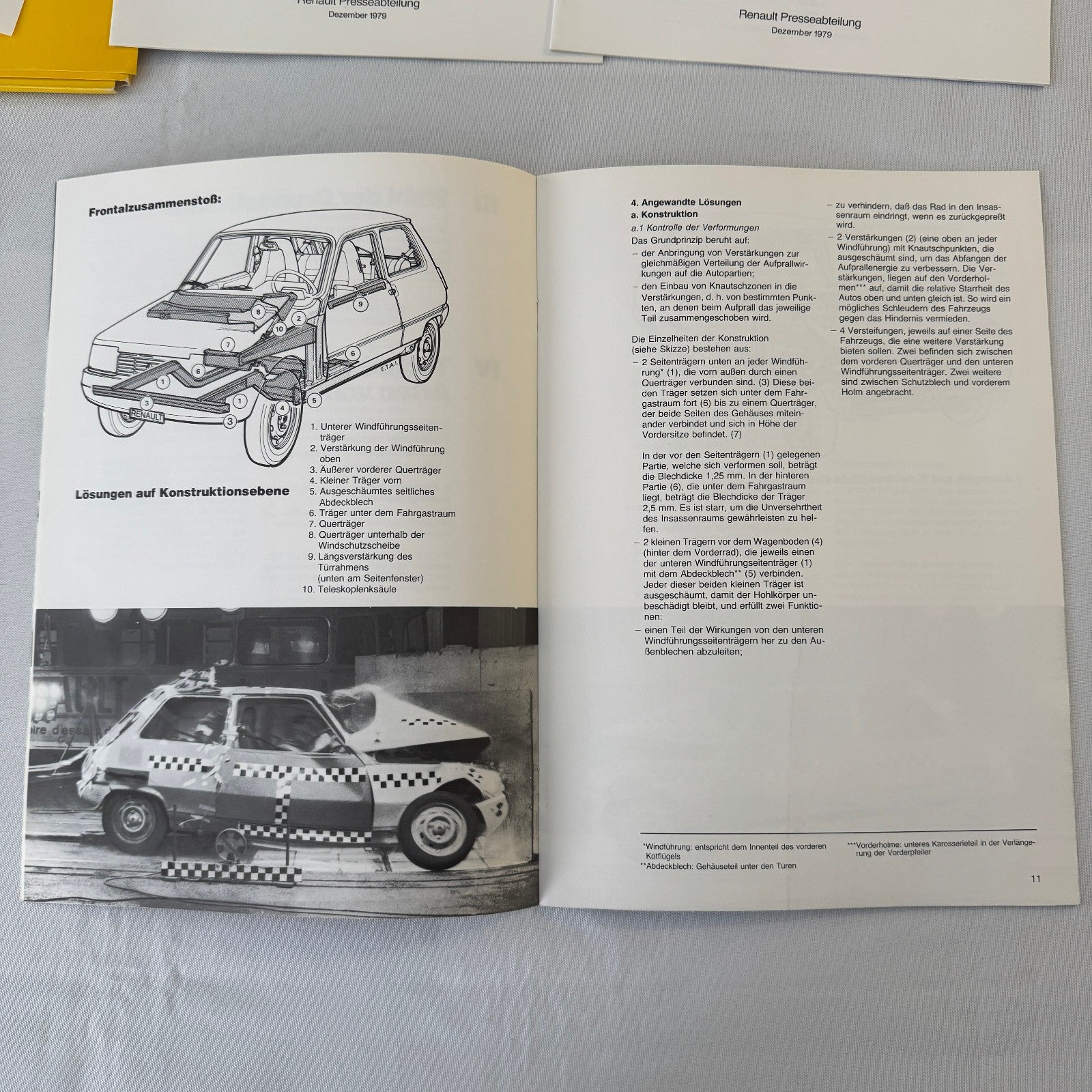 1980 Renault 5 Safety Testing Car Press Kit Brochure Photos Vintage GERMAN Text