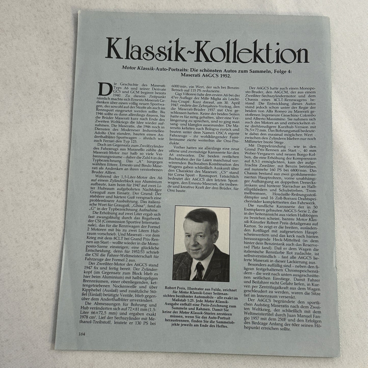 1952 Maserati A6 GCS 2000 Roadster Car Illustration Hand Drawn Art Vintage