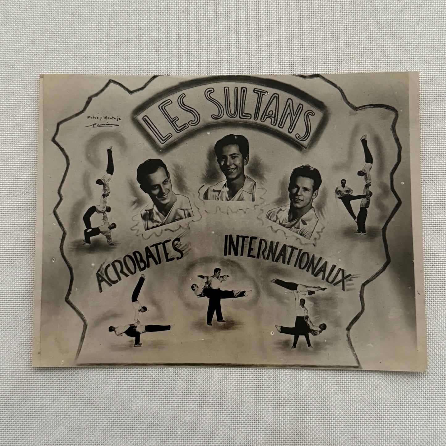 Vintage Circus Acrobat Act Balancing Photo Photograph Les Sultans French