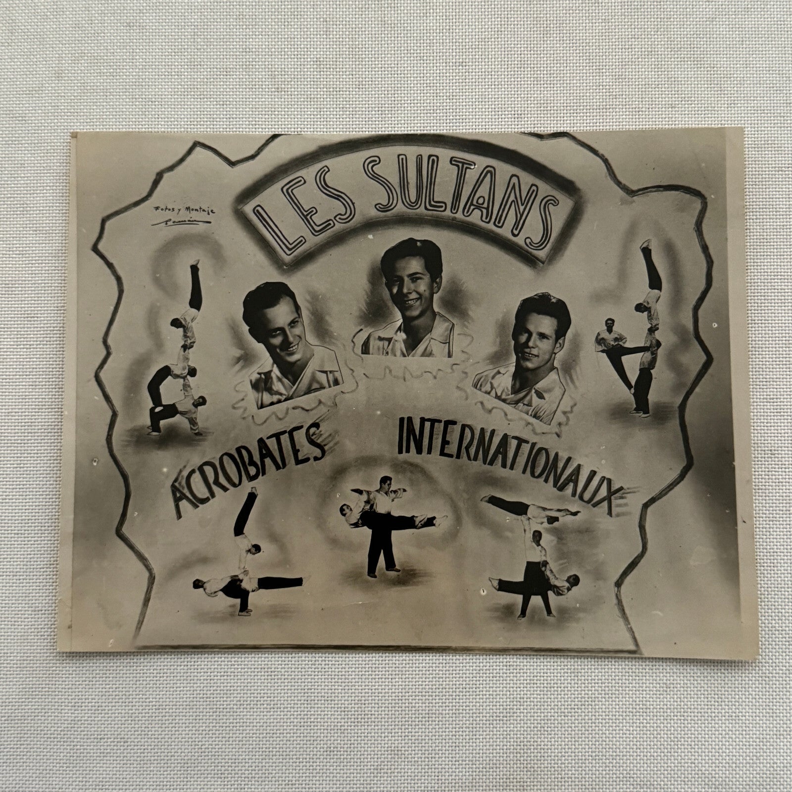 Vintage Circus Acrobat Act Balancing Photo Photograph Les Sultans French