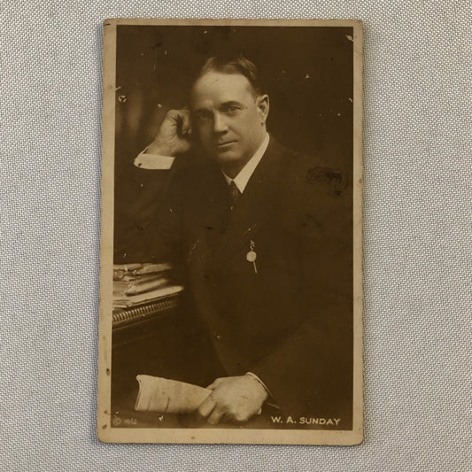 Antique RPPC Real Photo Postcard Post Card W A Sunday W.A. Sunday 