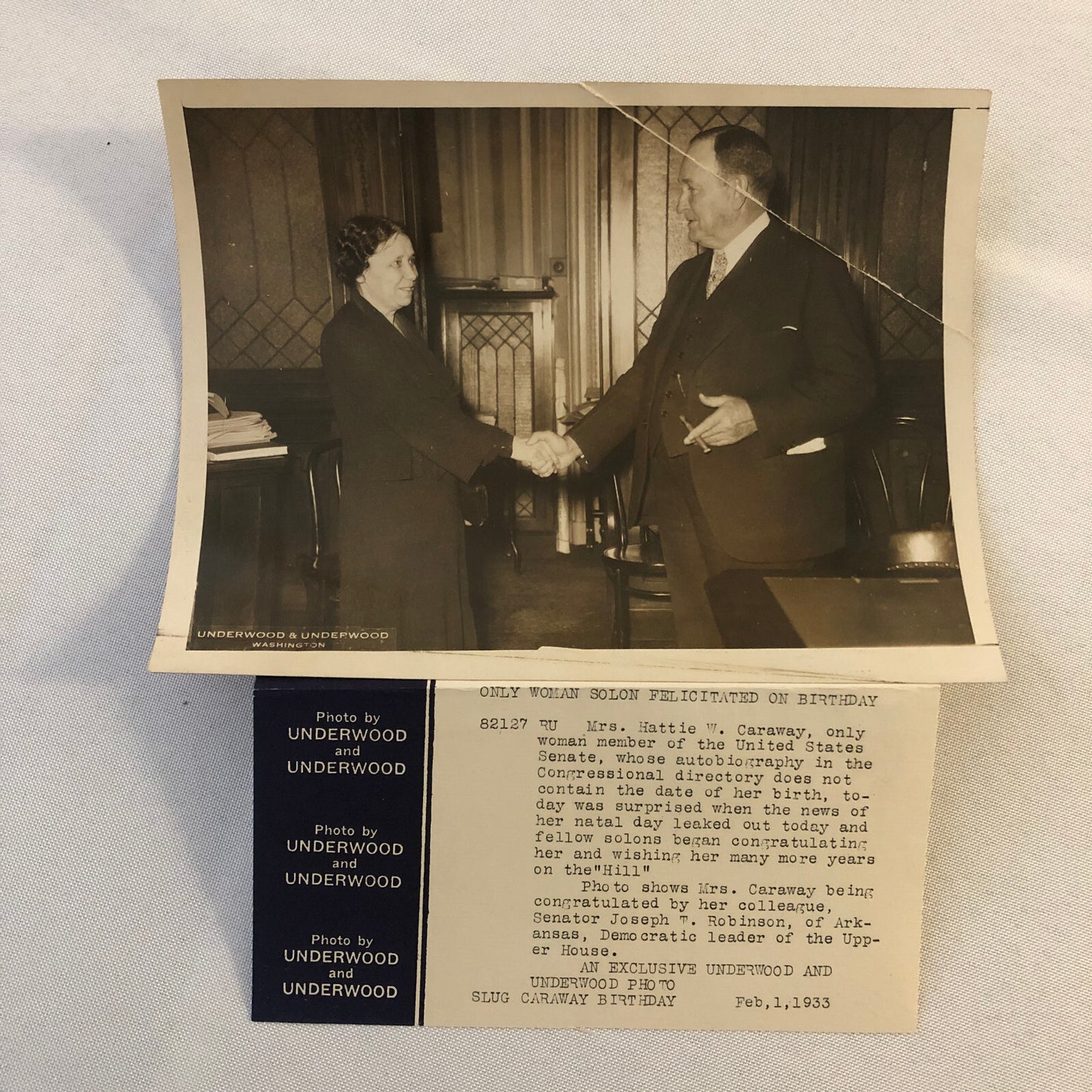 Press Photo Photograph Hattie N Caraway First Woman Senator 1933 Underwood Photo