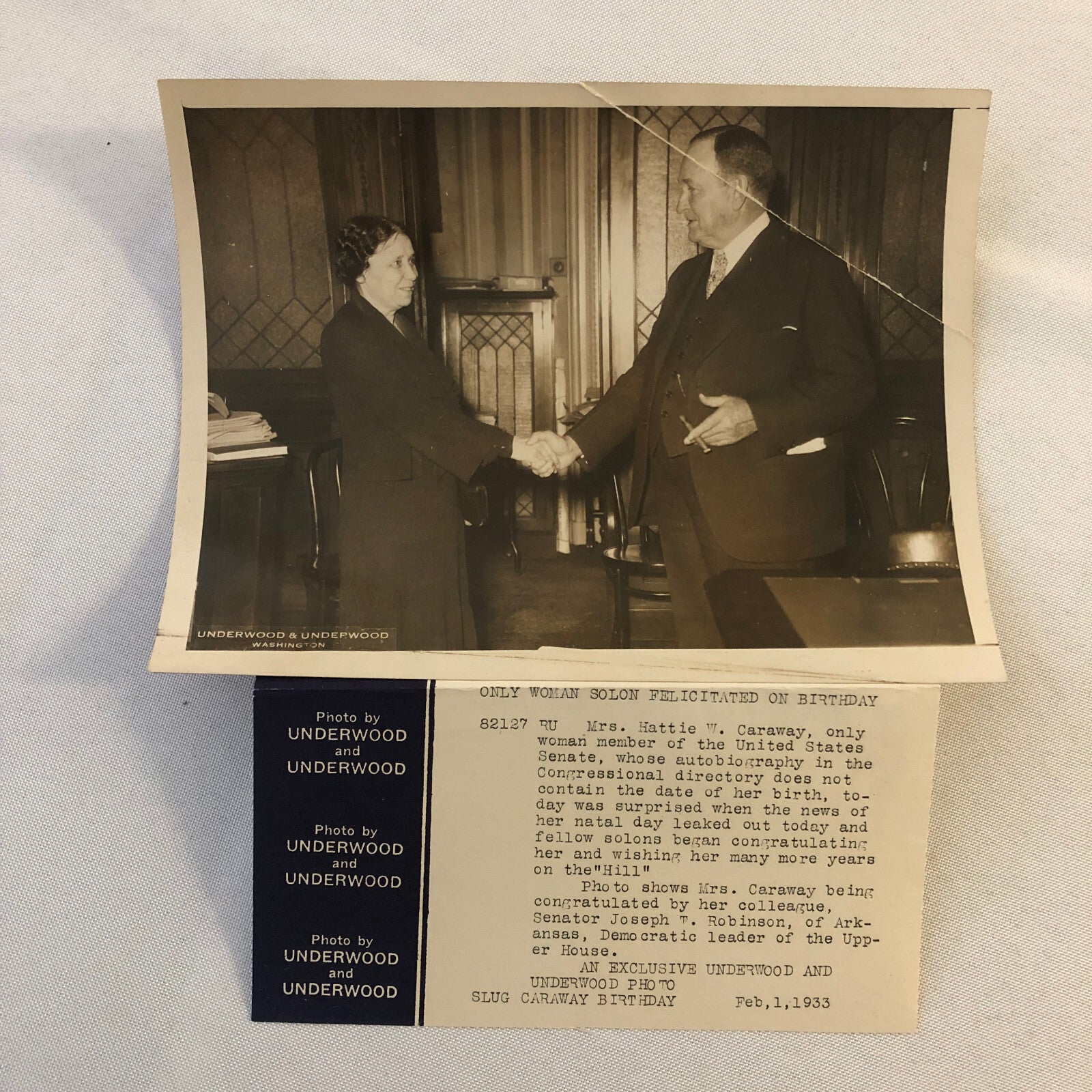 Press Photo Photograph Hattie N Caraway First Woman Senator 1933 Underwood Photo